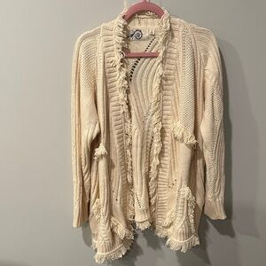 Anthropologie Rosie Neira Ivory Textured Cardigan
